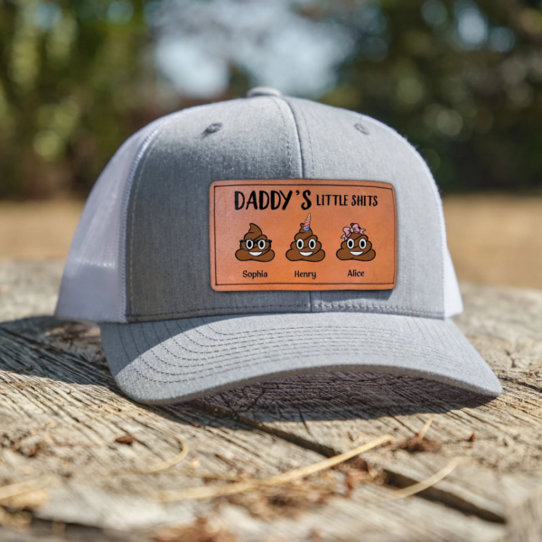 Daddy's Little Sh*ts – Personalized Leather Patch Hat | Funny Custom Gift for Dad
