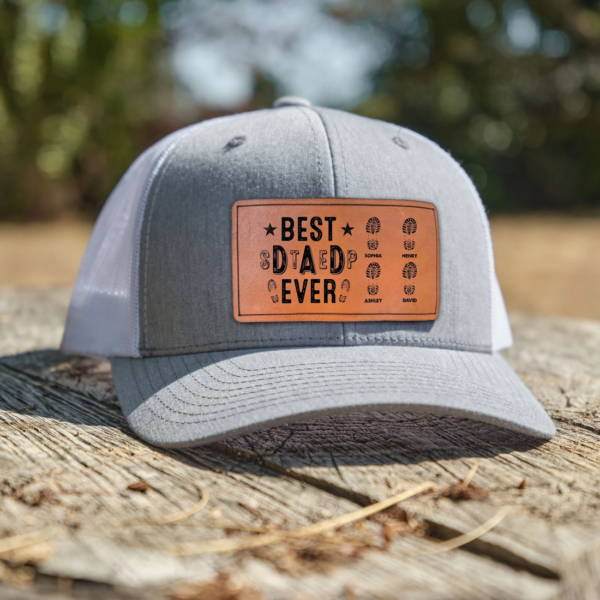 The Best Step Dad Ever – Personalized Leather Patch Hat | Thoughtful Gift for Bonus Dads