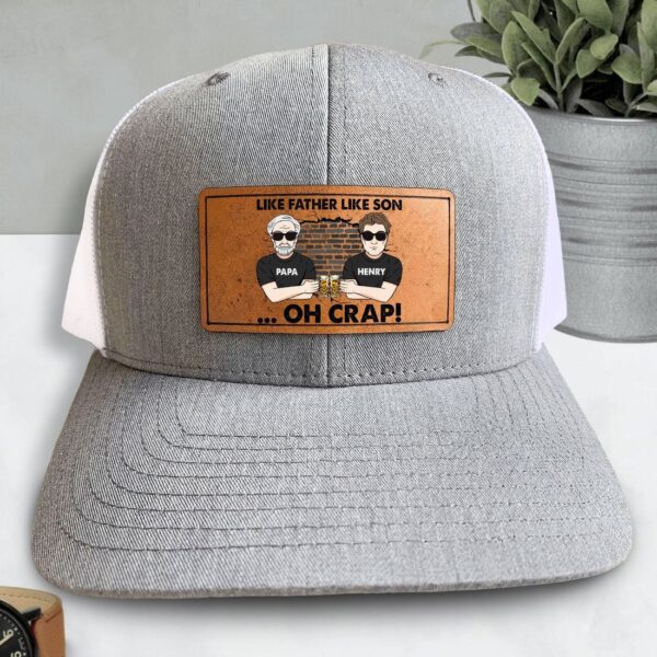 Like Father Like Son – Personalized Leather Patch Hat | Custom Gift for Father & Son