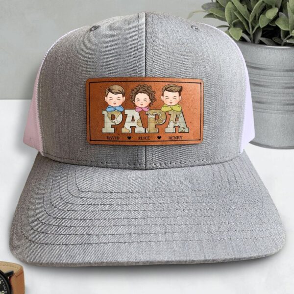 Papa – Personalized Leather Patch Hat | Custom Gift for Dad