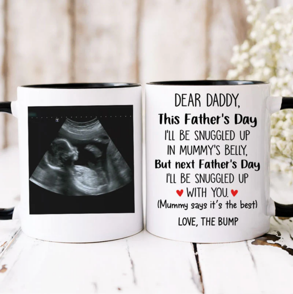 I'll Be Snuggled Up in Mommy's Belly – Personalized Mug | Father's Day Gift